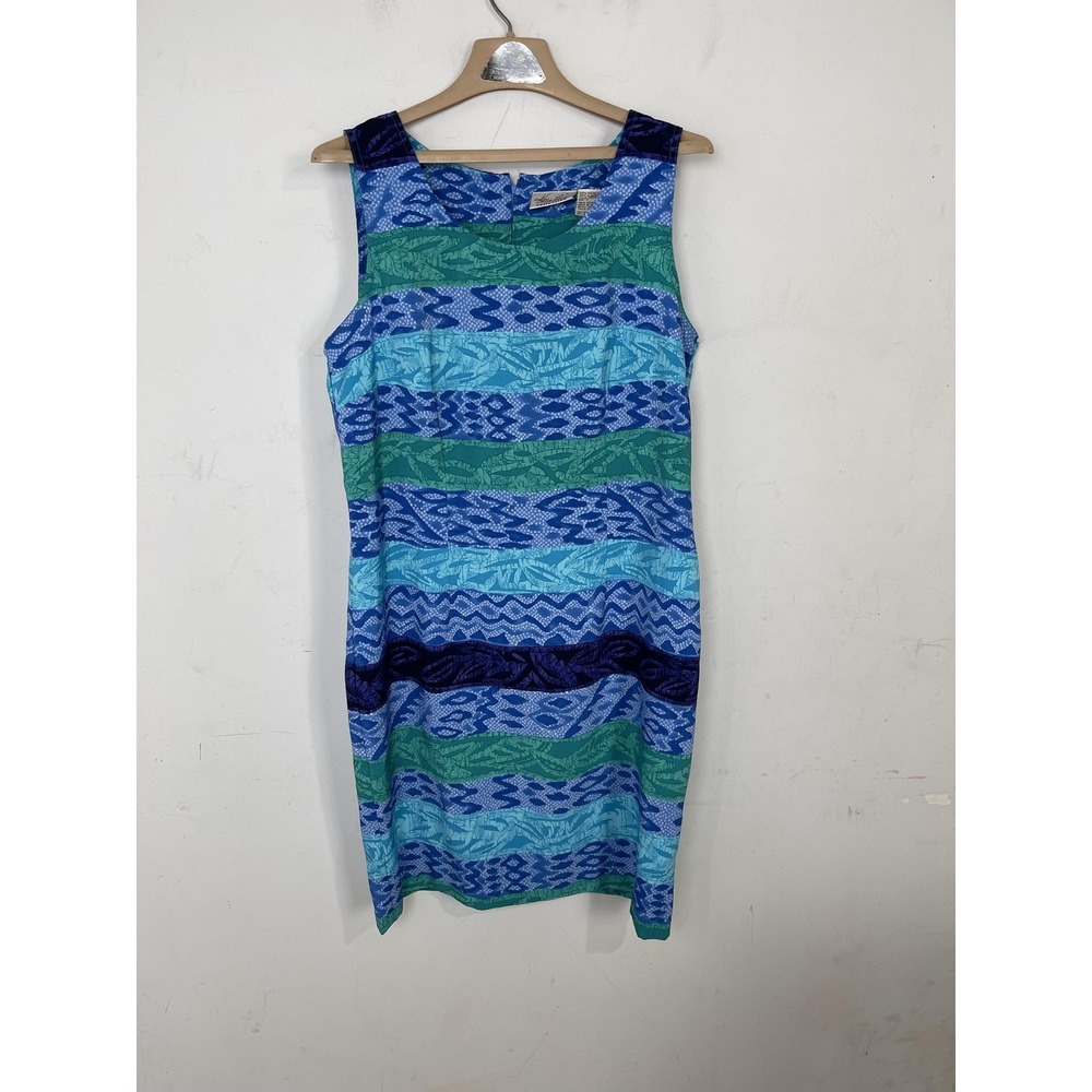 Kathie Lee Dress‎ Womens 12 Blue Mermaid Beachy Coastal Travel Preppy Resort